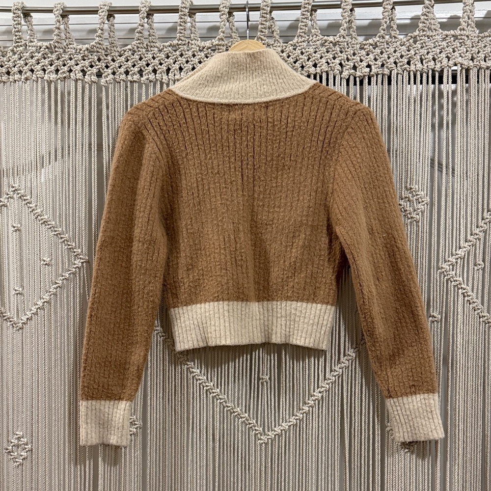 Cider V-Neck Sweater in Brown and Cream - Picture 3 of 4